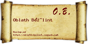 Oblath Bálint névjegykártya