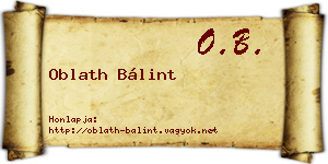 Oblath Bálint névjegykártya